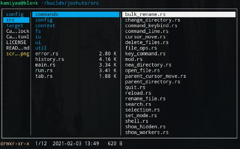 GitHub - kamiyaa/joshuto: ranger-like terminal file manager written in Rust