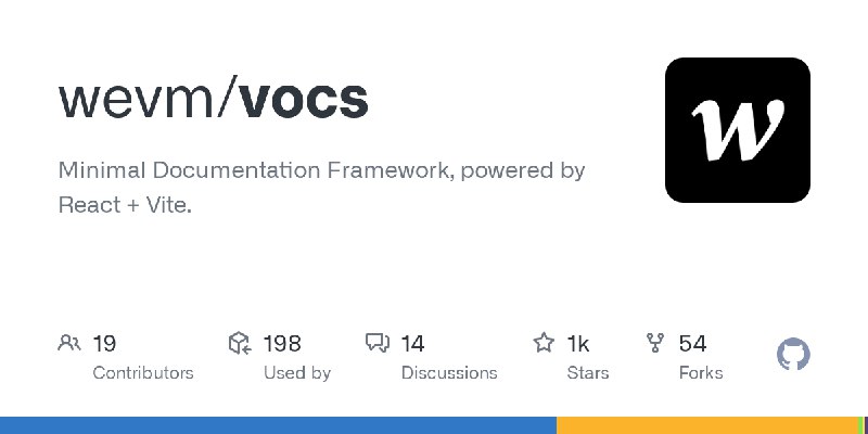 GitHub - wevm/vocs: Minimal Documentation Framework, powered by React + Vite.