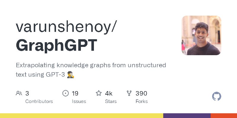 GitHub - varunshenoy/GraphGPT: Extrapolating knowledge graphs from unstructured text using GPT-3 🕵️‍♂️