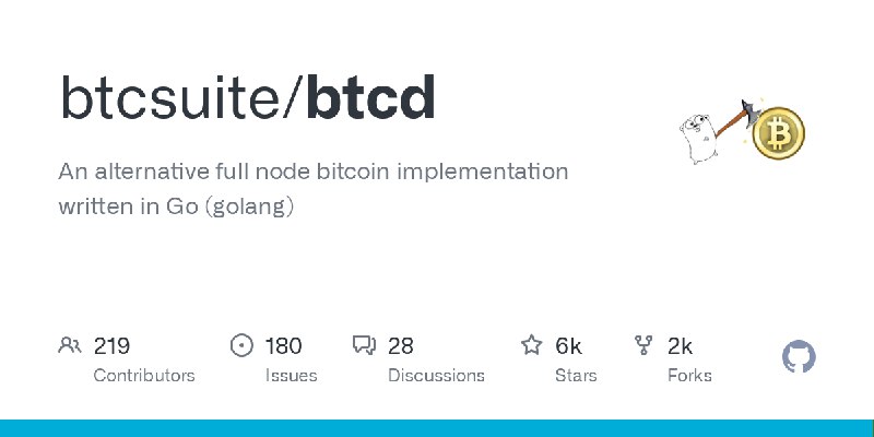 GitHub - btcsuite/btcd: An alternative full node bitcoin implementation written in Go (golang)
